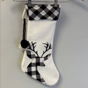 Black & White Buffalo Plaid Reindeer Holiday Stocking